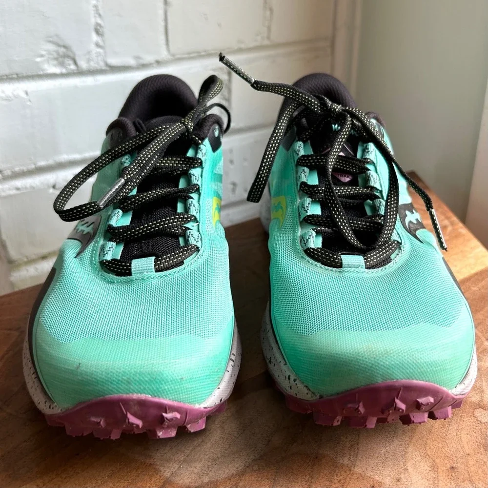 Saucony Women's Peregrine 12 Trail Running Sneakers 8 Cool Mint Acid Comme